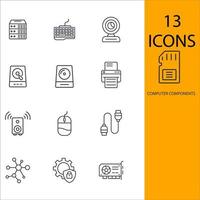 computer components icons set . computer components pack symbol vector elements for infographic web