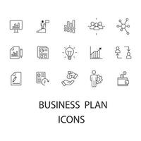 conjunto de iconos de plan de negocios. elementos de vector de símbolo de paquete de plan de negocios para web de infografía