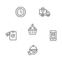 Online delivery service icons set . Online delivery service pack symbol vector elements for infographic web