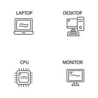 computer components icons set . computer components pack symbol vector elements for infographic web