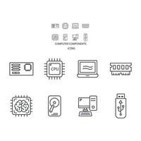 computer components icons set . computer components pack symbol vector elements for infographic web