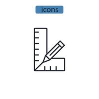 Pencil and ruler icons  symbol vector elements for infographic web