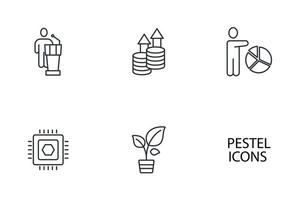 Pestel analysis icons set .  Pestel analysis pack symbol vector elements for infographic web