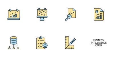 Business intelligence icons set . Business intelligence pack symbol vector elements for infographic web