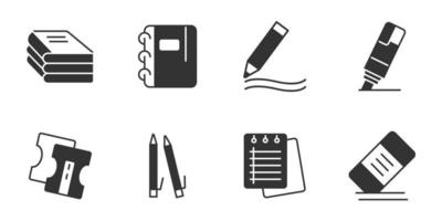 school supplies icons set . school supplies pack symbol vector elements for infographic web