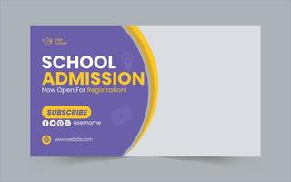 School Admission youtube thumbnail template vector