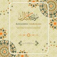 Ramadan in Arabic Calligraphy greeting card, with a new model ornament with a classic concept. vector Illustration