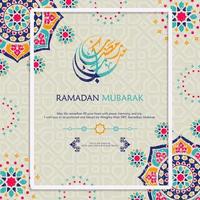 Ramadan in Arabic Calligraphy greeting card, with a new model ornament with a classic concept. vector Illustration