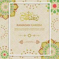 Ramadan in Arabic Calligraphy greeting card, with a new model ornament with a classic concept. vector Illustration