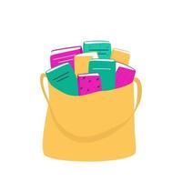 Shopper bag filled with books on a white background vector