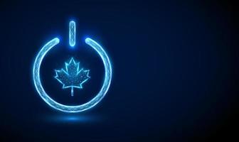 Abstract blue maple leaf shape in power button vector
