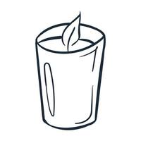 Candle line art. Vector illustration with scribbles on the theme of cozy autumn. Cute element for greeting cards, posters, stickers and seasonal design. Isolated on a white background.