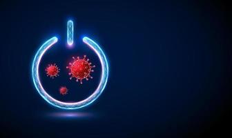 Abstract red virus flying in blue power button vector