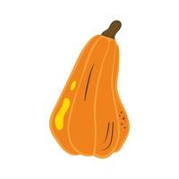 Pumpkin. Vector illustration with doodles on the theme of cozy autumn.A cute element for greeting cards, posters, stickers and seasonal design. Isolated on a white background.