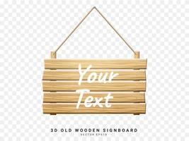 Old Wooden signboard hanging on rope. Vector illustration