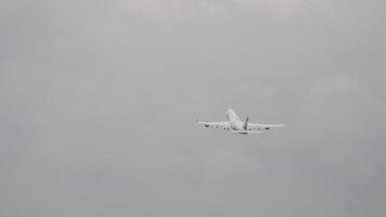 FRANKFURT AM MAIN, GERMANY JULY 20, 2017 - Long shot, passenger plane of Lufthansa fly away, climbing at Frankfurt Airport, Germany FRA. Tourism and travel concept video