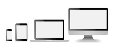 Set realistic Monitors laptop tablet and phone vector illustration