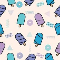 Cute chibi sweet ice cream foods colorful seamless pattern doodle kids baby kawaii premium vector