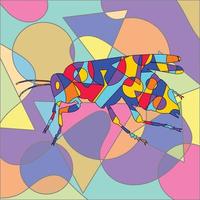 abstract colorful insects design cubism surrealism style premium vector