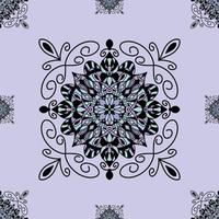 Mandala art abstract colorful seamless pattern cubism surrealism style premium vector
