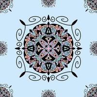 Mandala art abstract colorful seamless pattern cubism surrealism style premium vector