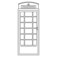 phone booth black outline icon, vector isolated illustration in doodle style