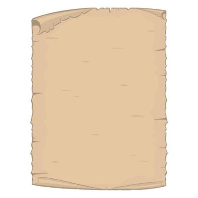 Parchment old paper sheet vector illustration isolated on white background.