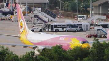 PHUKET, THAILAND NOVEMBER 30, 2019 - NOK Air Boeing 737 HS DBS taxiing to the start position before departure video