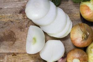 sliced for cooking fresh natural onion photo