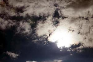 Sun in the clouds, close up photo