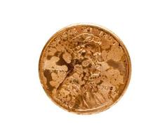 Isolated coin, close up photo