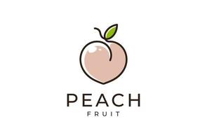 Minimalist Peach logo design with line art style color Vector