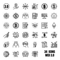 conjunto de iconos vectoriales web3 o web 3.0. vector