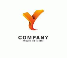 orange letter Y. three dimensional logo design template illustration vector