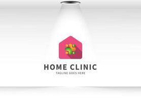 símbolo de cruz médica aislado en casa roja, diseño de logotipo utilizable para clínica doméstica, tienda de farmacia vector