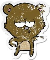 distressed sticker of a bored bear cartoon vector