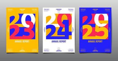 annual report 2023,2024 , 2025, template layout design, Typography flat design vector