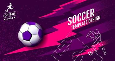 diseño de plantilla de diseño de fútbol, liga de fútbol, tono magenta púrpura, antecedentes deportivos