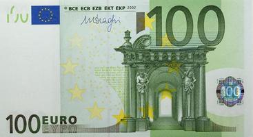One hundred euros, green color photo