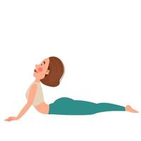 Girl doing yoga. Slender girl in pose on a white background. vector