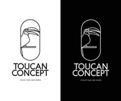 logotipo de línea minimalista de tucán vector