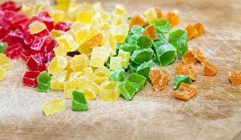 colored candied fruits, close-up photo