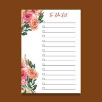 to do list template with watercolor illustration vector
