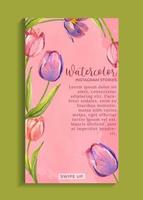 instagram stories template with watercolor flower illustration vector