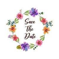 save the date wreath flower watercolor vector