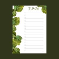 to do list template with watercolor illustration vector