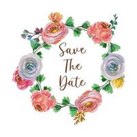 wreath flower save the date watercolor vector