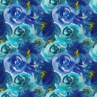 abstract blue rose flower watercolor seamless pattern vector