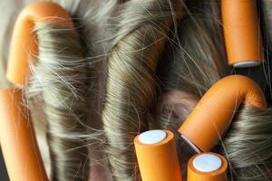 curlers in her hair photo