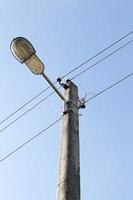 Electric lines, blue sky photo